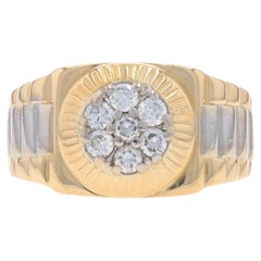 Gelbgold Diamant-Cluster Herrenring - 14k Rund Brillant .50ctw