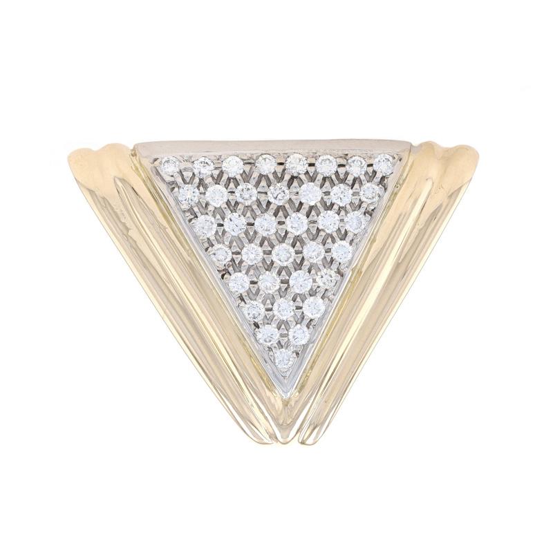 Taille ronde Pendentif Slide Omega en or jaune avec grappe de diamants - 14k Round .50ctw Triangle en vente