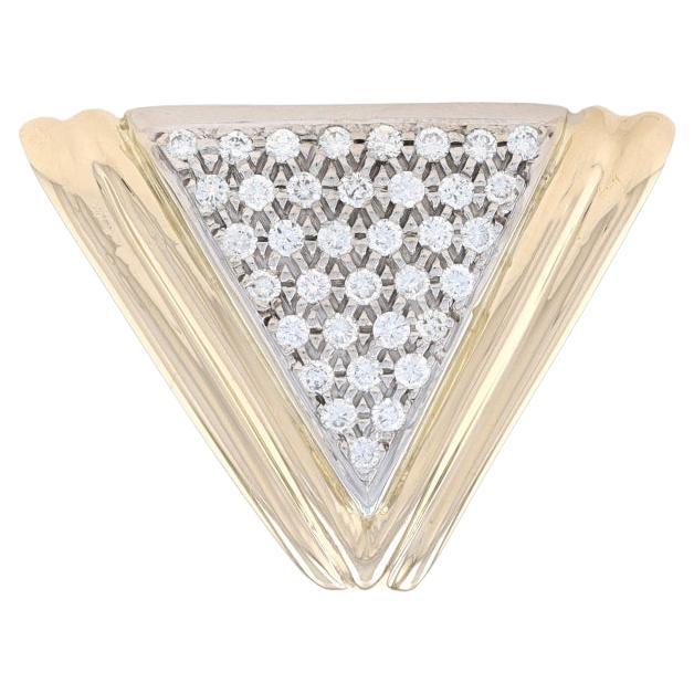 Gelbgold Diamant-Cluster Omega Slide-Anhänger - 14k rundes .50ctw Dreieck
