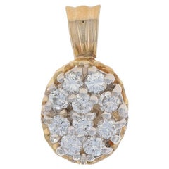 Colgante de oro amarillo con racimo de diamantes - 14k Brillante redondo .50ctw