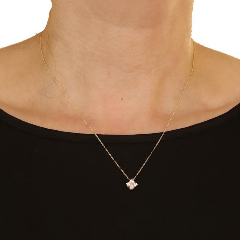 Gelbgold Diamant-Cluster-Anhänger Halskette 18