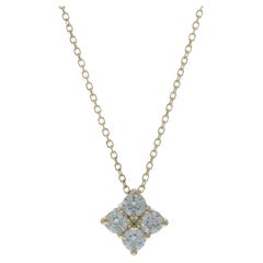 Yellow Gold Diamond Cluster Pendant Necklace 18" - 14k Round .40ctw Quatrefoil