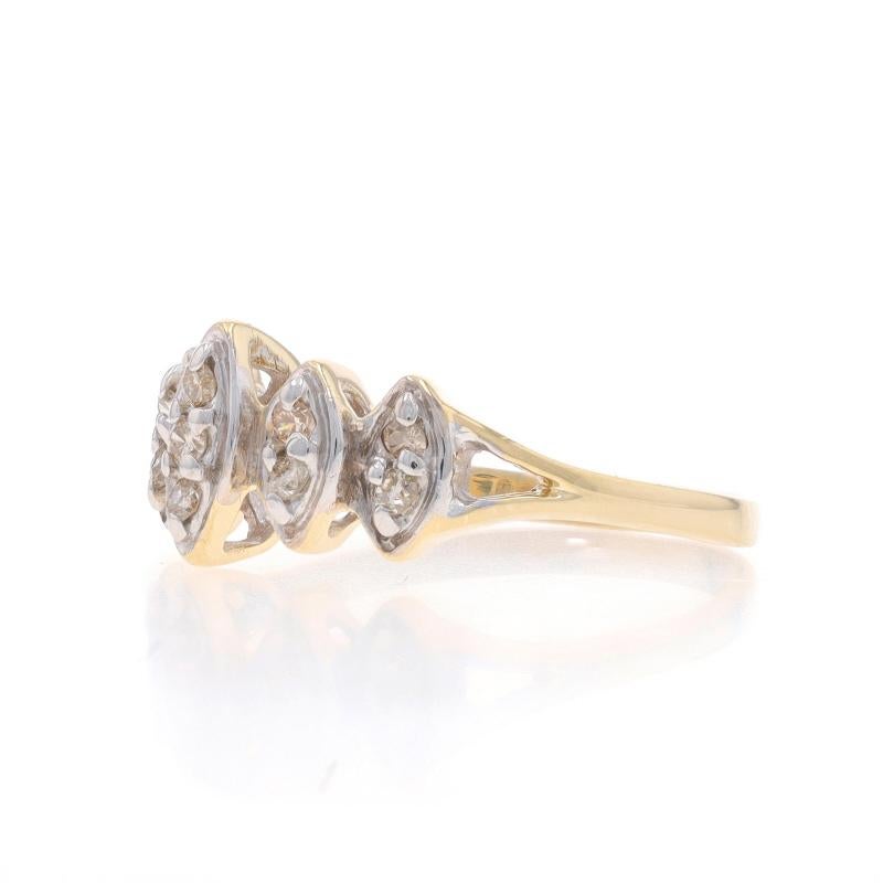 Yellow Gold Diamond Cluster Ring - 10k Round .22ctw Tiered Five-Stone Inspired In Excellent Condition For Sale In Greensboro, NC