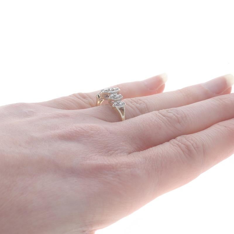 Women's Yellow Gold Diamond Cluster Ring - 10k Round .22ctw Tiered Five-Stone Inspired For Sale