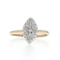 Yellow Gold Diamond Cluster Ring - 10k Round Brilliant .18ctw