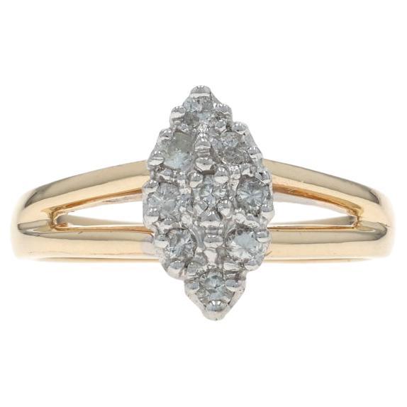 Yellow Gold Diamond Cluster Ring - 10k Round Brilliant .18ctw For Sale