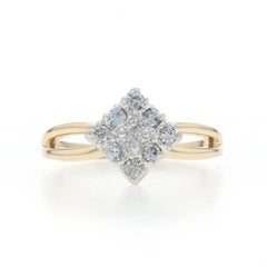 Yellow Gold Diamond Cluster Ring - 10k Round Brilliant .25ctw