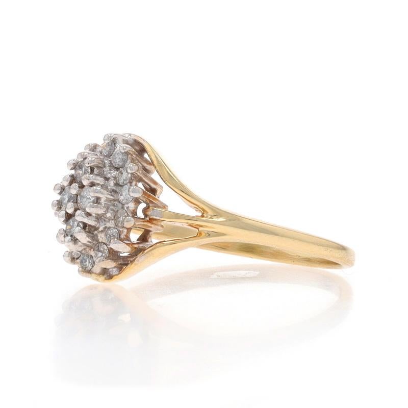 Round Cut Yellow Gold Diamond Cluster Ring - 10k Round Brilliant .25ctw For Sale