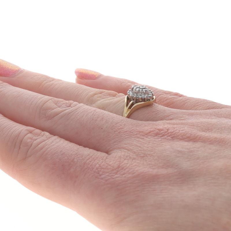 Yellow Gold Diamond Cluster Ring - 10k Round Brilliant .25ctw In Excellent Condition For Sale In Greensboro, NC