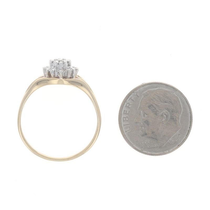 Women's Yellow Gold Diamond Cluster Ring - 10k Round Brilliant .25ctw For Sale