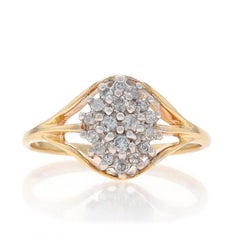Yellow Gold Diamond Cluster Ring - 10k Round Brilliant .25ctw