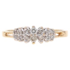Yellow Gold Diamond Cluster Ring - 10k Round Brilliant .25ctw Tiered