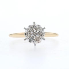 Yellow Gold Diamond Cluster Ring - 10k Round Brilliant .33ctw Floral