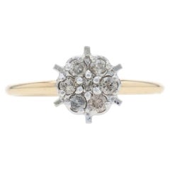 Gelbgold Diamant-Cluster-Ring - 10k Runde Brillant .33ctw Floral
