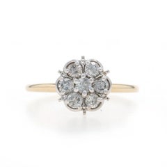 Yellow Gold Diamond Cluster Ring - 10k Round Brilliant .50ctw Floral Engagement