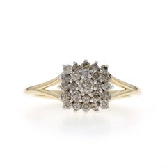 Yellow Gold Diamond Cluster Ring - 10k Round Brilliant .50ctw
