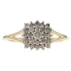 Yellow Gold Diamond Cluster Ring - 10k Round Brilliant .50ctw