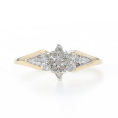Yellow Gold Diamond Cluster Ring - 10k Single Cut .10ctw