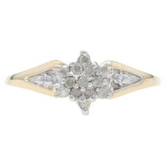 Yellow Gold Diamond Cluster Ring - 10k Single Cut .10ctw