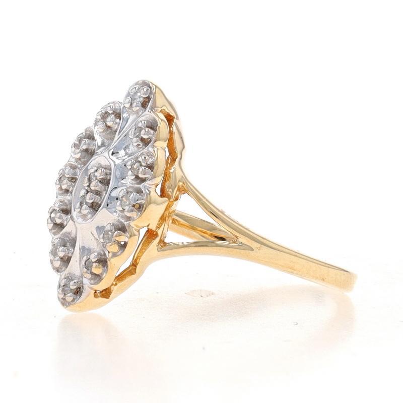 Women's Yellow Gold Diamond Cluster Ring - 10k Single Cut .10ctw Scallop For Sale