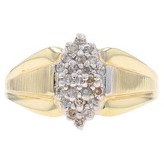 Gelbgold Diamant-Cluster-Ring - 10k Einzelschliff .23ctw Gestuft