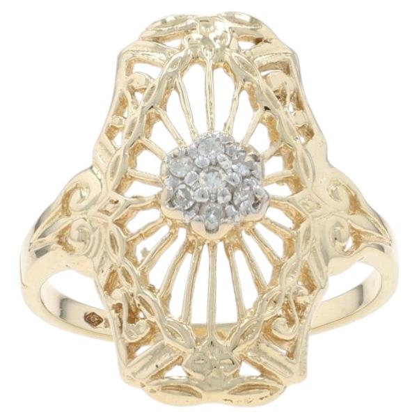 Gelbgold Diamant Cluster Ring - 10k Single Floral Filigree