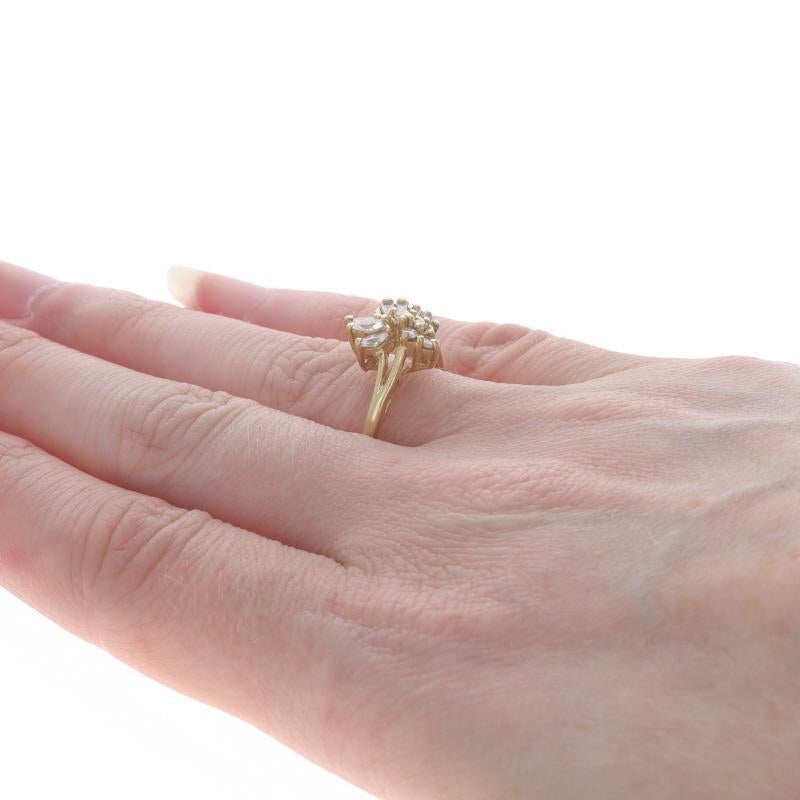 Women's Yellow Gold Diamond Cluster Ring - 14k Marquise, Baguette, Round .50ctw For Sale