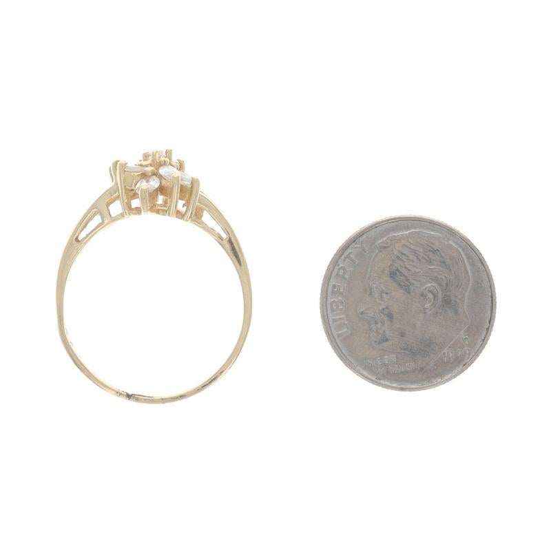 Yellow Gold Diamond Cluster Ring - 14k Marquise, Baguette, Round .50ctw For Sale 1