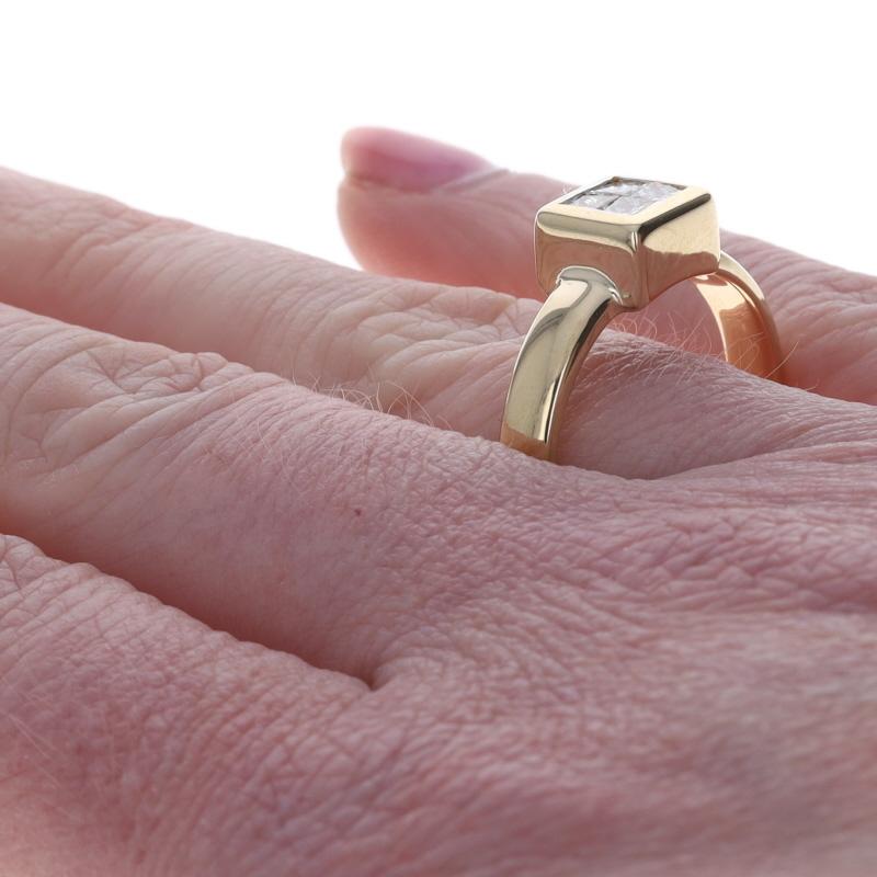 Yellow Gold Diamond Cluster Ring - 14k Princess .50ctw Pour femmes en vente