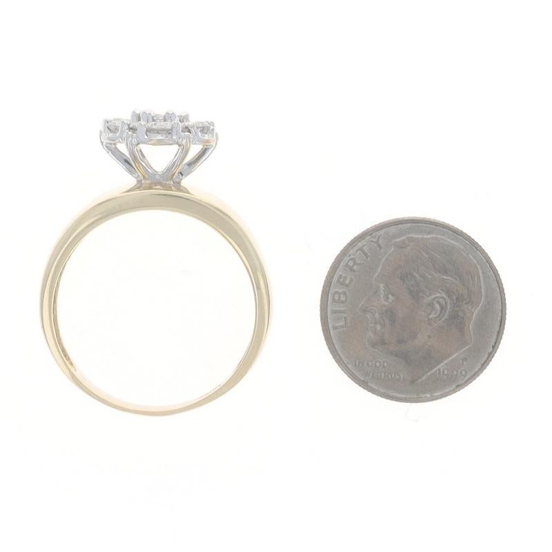 Anello a grappolo di diamanti in oro giallo 14k Brilliante rotondo 1,00ctw Floreale in vendita 1