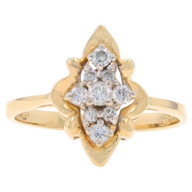 Gelbgold-Diamant-Cluster-Ring - 14k Runde Brillant .27ctw im Angebot