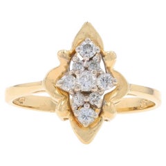 Gelbgold-Diamant-Cluster-Ring - 14k Runde Brillant .27ctw