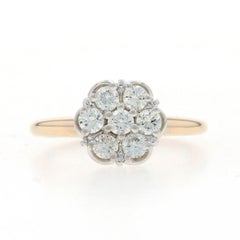 Yellow Gold Diamond Cluster Ring - 14k Round Brilliant .50ctw Floral Engagement