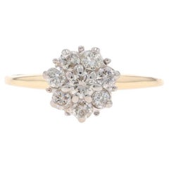 Yellow Gold Diamond Cluster Ring - 14k Round Brilliant .50ctw Floral Engagement