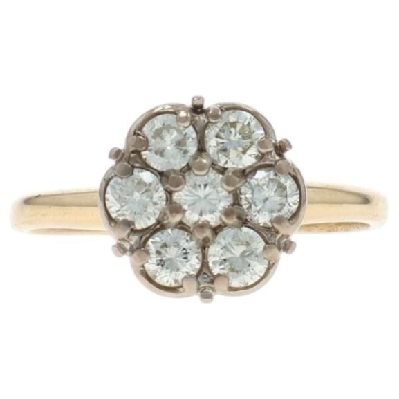 Gelbgold-Diamant-Cluster-Ring - 14k Runde Brillant .50ctw Floral Engagement