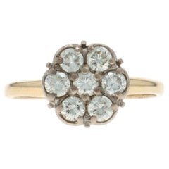 Anello a grappolo di diamanti in oro giallo - 14k - Brilliante rotondo da 0,50 ct.
