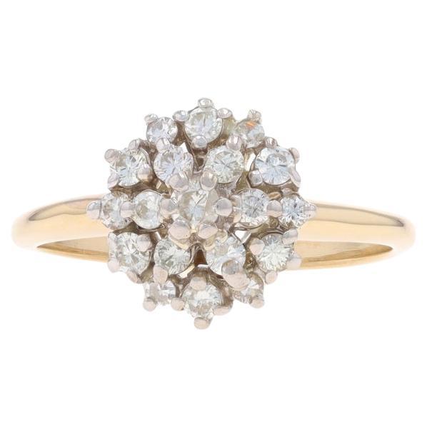 Yellow Gold Diamond Cluster Ring - 14k Round Brilliant .50ctw Flower For Sale