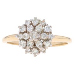 Yellow Gold Diamond Cluster Ring - 14k Round Brilliant .50ctw Flower