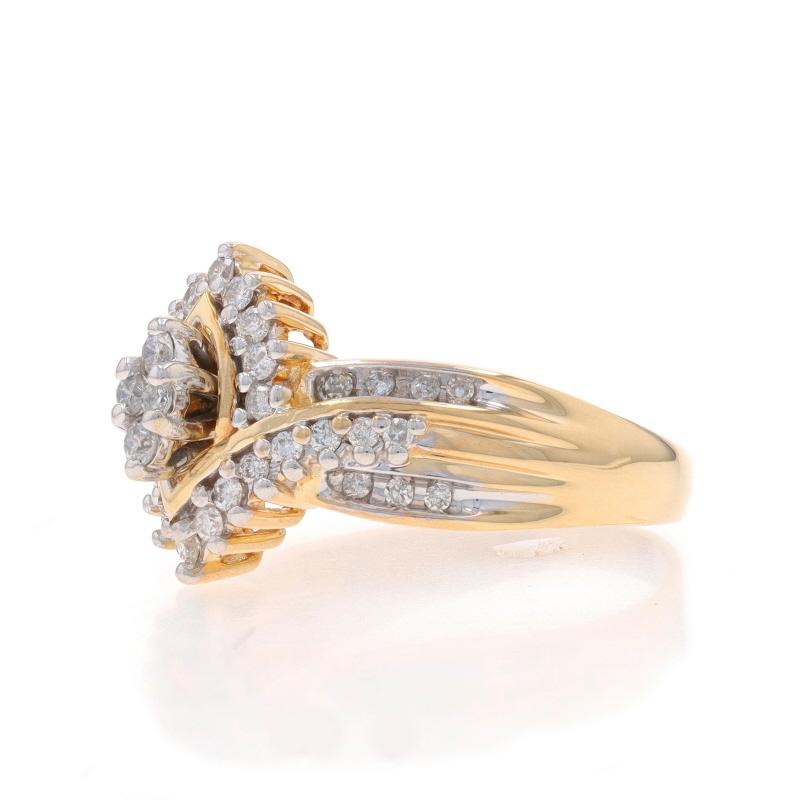 Bague en or jaune avec diamant en grappe - 14k brillant rond .50ctw Excellent état - En vente à Greensboro, NC