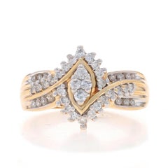 Yellow Gold Diamond Cluster Ring - 14k Round Brilliant .50ctw