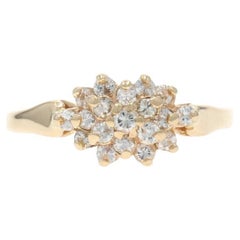 Yellow Gold Diamond Cluster Ring - 14k Round Brilliant .50ctw