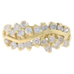Gelbgold-Diamant-Cluster-Ring - 14k Runde Brillant .61ctw Wavy