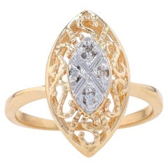 Used Yellow Gold Diamond Cluster Ring - 14k Round Brilliant