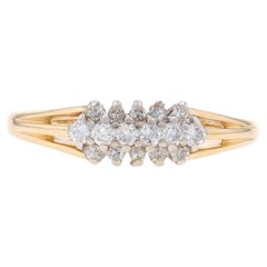 Gelbgold-Diamant-Cluster-Ring - 14k Runde Brillant & Single .25ctw