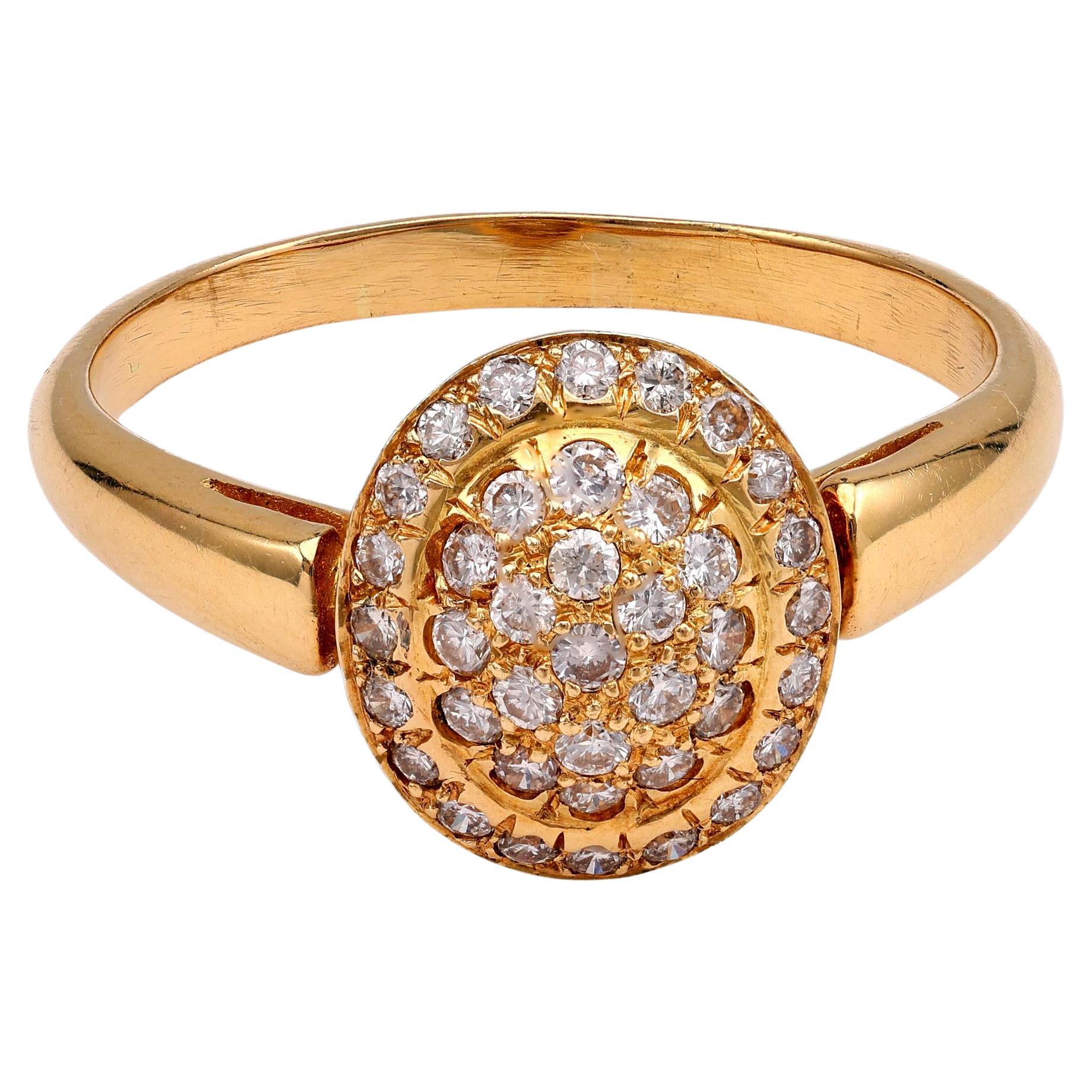 Yellow Gold Diamond Cluster Ring For Sale