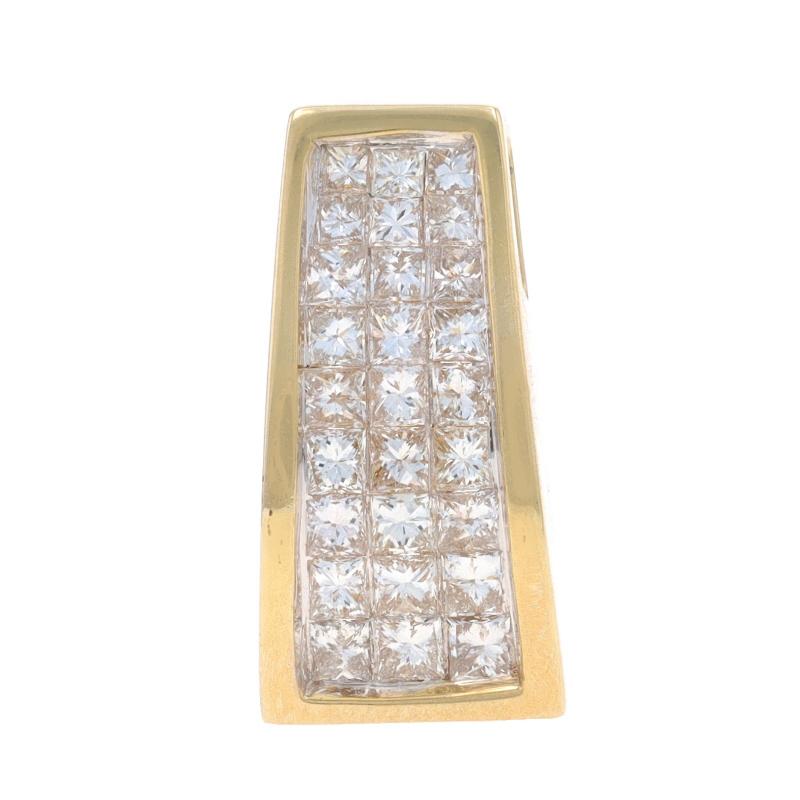 Pendentif Slide en or jaune avec grappe de diamants - 14k Princesse 1.00ctw Invisible Set Pour femmes en vente