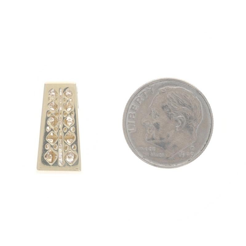 Pendentif Slide en or jaune avec grappe de diamants - 14k Princesse 1.00ctw Invisible Set Excellent état - En vente à Greensboro, NC