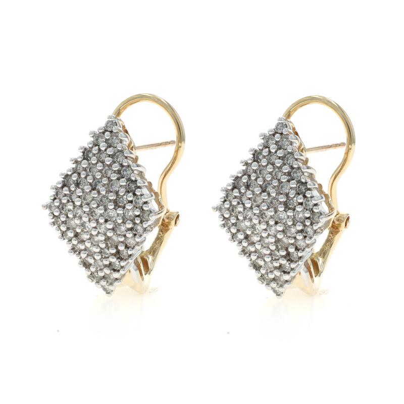 Taglio rotondo Orecchini a grappolo in oro giallo 10k con diamanti tondi e brillanti da 1,00 ct. in vendita