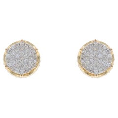 Pendientes de oro amarillo con racimo de diamantes 10k Single Ct .30ctw Atornillados perforados