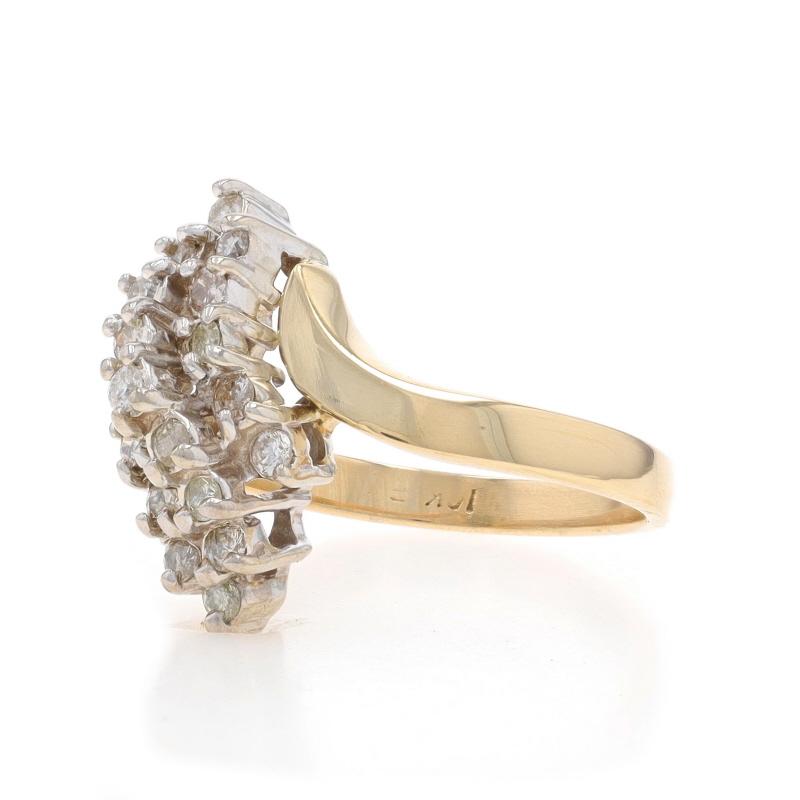 Gelbgold Diamant Cluster Wasserfall Bypass Ring - 10k Runde Brillant .50ctw im Zustand „Hervorragend“ im Angebot in Greensboro, NC